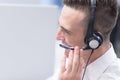 Male call centre operator doing his job Royalty Free Stock Photo