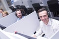 Male call centre operator doing his job Royalty Free Stock Photo