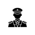 Male captain black glyph icon