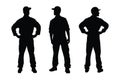 Male carpenter silhouette set vector on a white background. Male workers wearing uniforms and standing in different positions.