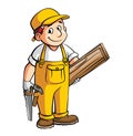 Male Carpenter With Yellow Clothes Color Illustration Design