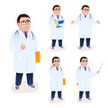 Male caucasian doctors set on white background.