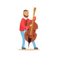 Male cellist playing cello vector Illustration