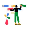 Male Character Allocating Tasks On A Digital Platform In Flat Vector Illustration Symbolizing Task Management, Teamwork