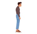 Male Character Awkwardly Slouched With Hunched Shoulders, The Figure Exhibits A Wrong Standing Body Posture Royalty Free Stock Photo