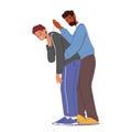 Male Character Doing Heimlich Maneuver To Young Man With Suffocation Due To Obstruction Of Airway With Food