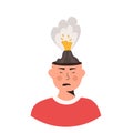 Male character head in fire vector flat illustration. Man or woman feeling stress at work, anger. Concept of emotional Royalty Free Stock Photo