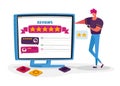 Male Character Negative User Experience Online Review. Displeased Client Leave Bad Feedback for Internet Service Ranking