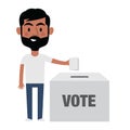 Male Character Putting Vote In Ballot Box