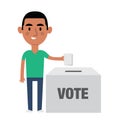 Male Character Putting Vote In Ballot Box