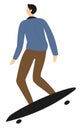 Male character skating, teenager or hipster with skateboard