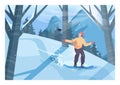 Male character on snowboard, freeriding tacking pictures. Snowboarder Royalty Free Stock Photo
