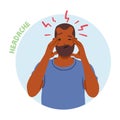 Male Character Suffering Of With Headache Diabetes Symptom. Common Indication Of Diabetes, Cartoon Vector Illustration