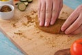 Male chef cooking spicy chicken