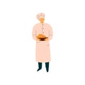 Male Chef Holding Freshly Baked French Baguettes, Professional Baker Character in Uniform Vector Illustration