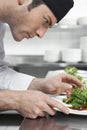 Male Chef Preparing Salad In Kitchen Royalty Free Stock Photo