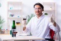 Male chemist examining wine samples at lab Royalty Free Stock Photo