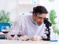 Male chemist examining wine samples at lab Royalty Free Stock Photo