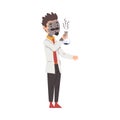 Male Chemist after Failed Chemical Experiment, Man Scientist Character in Lab Coat Doing Researching Experiment in