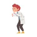 Male Chemist Holding Test Flask, Crazy Scientist Character in Lab Coat Doing Chemical Experiment in Laboratory Cartoon Royalty Free Stock Photo