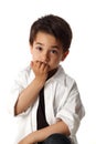 Male child with nice expression thinking Royalty Free Stock Photo