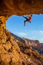 Male climber on overhanging rock