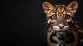 Male clouded leopard and cub portrait with text space, object on side, room for details Royalty Free Stock Photo