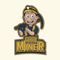 Male Coal Miner Color Logo Illustration Design