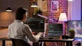 Male coder programming server encryption on firewall software Royalty Free Stock Photo