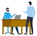 Male Colleagues Communication in Office Vector