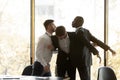 Male colleagues fight having conflict in office Royalty Free Stock Photo