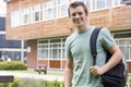 Male college student on campus Royalty Free Stock Photo