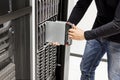 Male Computer Engineer Installing Blade Server In Chassis Royalty Free Stock Photo