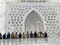 Male congregation praying inside the At-Thohir Mosque Royalty Free Stock Photo