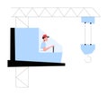 Construction Crane Operator Controlling Machinery In Flat Vector Illustration Symbolizing Heavy Equipment Operation
