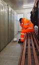 A male construction or railway worker being isolated at work because of mental health or well-being problems