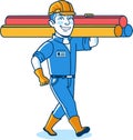 Male Construction Worker Cartoon Logo Icon