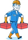 Male Construction Worker Cartoon Logo Icon Royalty Free Stock Photo