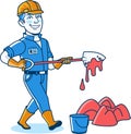 Male Construction Worker Cartoon Logo Icon