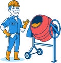 Male Construction Worker Cartoon Logo Icon