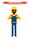 The male construction worker. Isolated against white background.