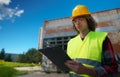 Male contractor in hard hat Royalty Free Stock Photo