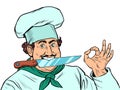 A male cook with a kitchen knife