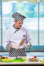 The male cook preparing food in the kitchen Royalty Free Stock Photo