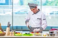 The male cook preparing food in the kitchen Royalty Free Stock Photo