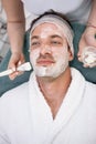 Male cosmetics - cleaning face treatment Royalty Free Stock Photo