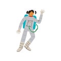 Male Cosmonaut or Astronaut in Space Suit, Space, Cosmos Theme Design Element Cartoon Vector Illustration