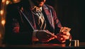 Male Croupier at the table in casino