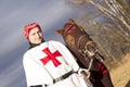 Male crusader with his horse. Czech Republic.