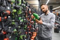 male customer in a power tool store Royalty Free Stock Photo